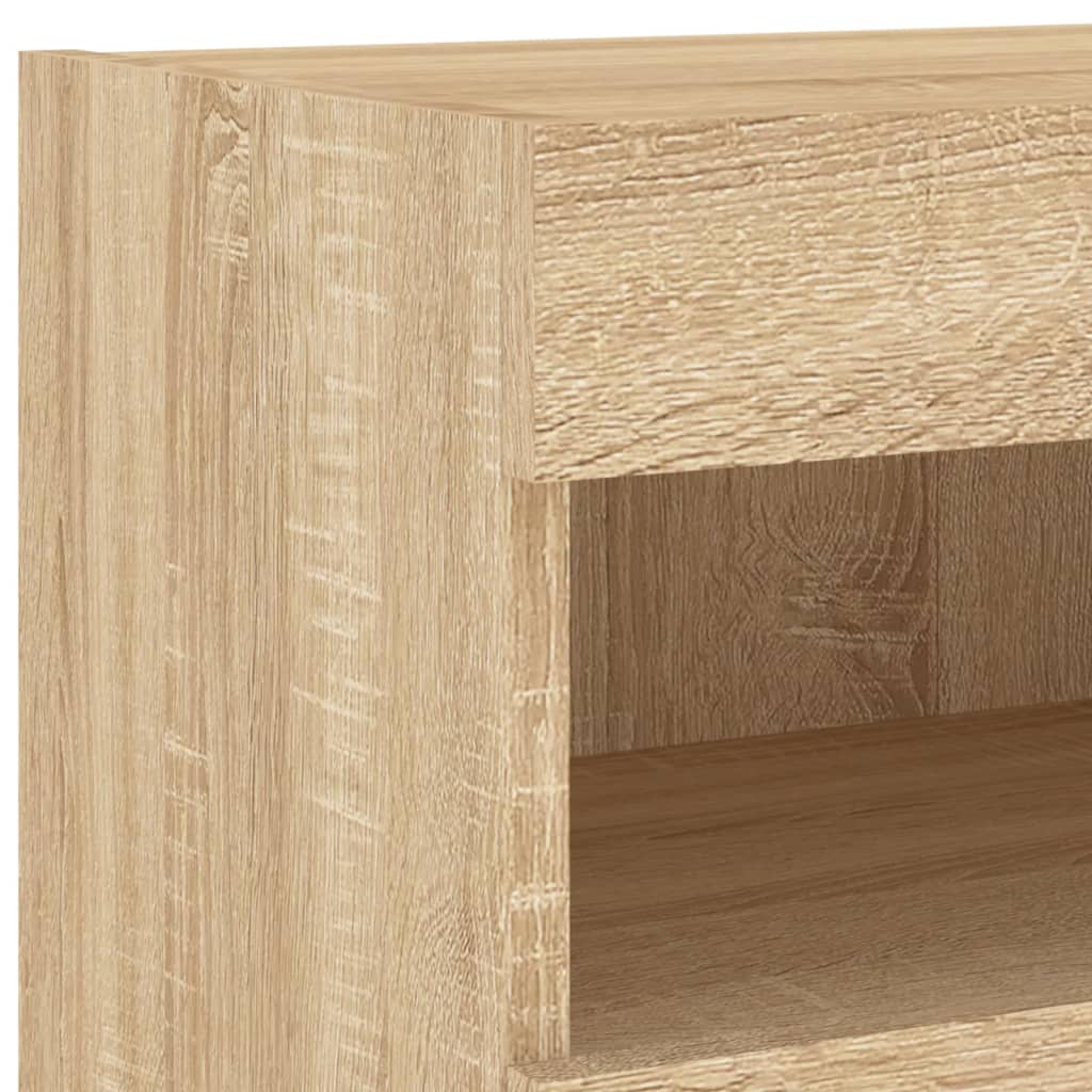 7 darab sonoma tölgy színű falra szerelhető TV-szekrény LED-del 12