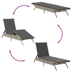 2 db világosszürke polyrattan napozóágy asztallal 7