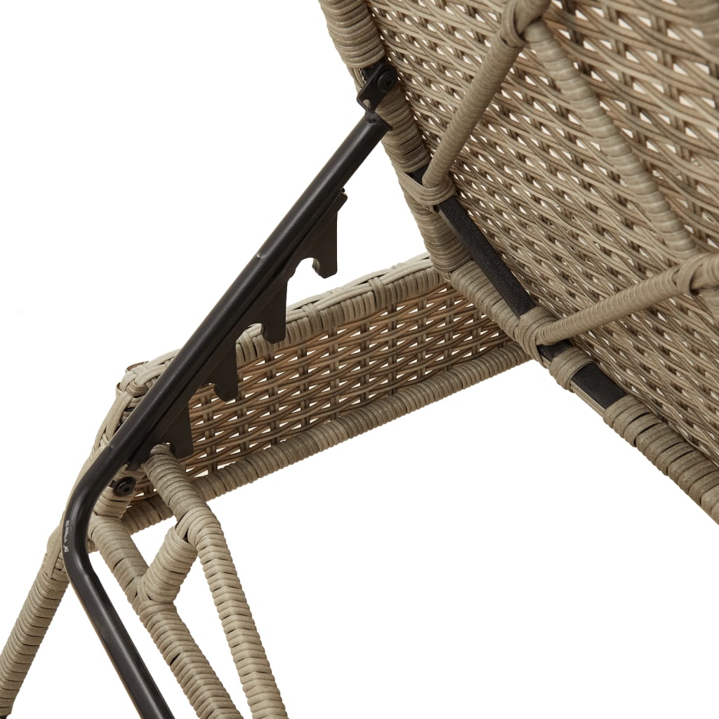 2 db világosszürke polyrattan napozóágy asztallal 9