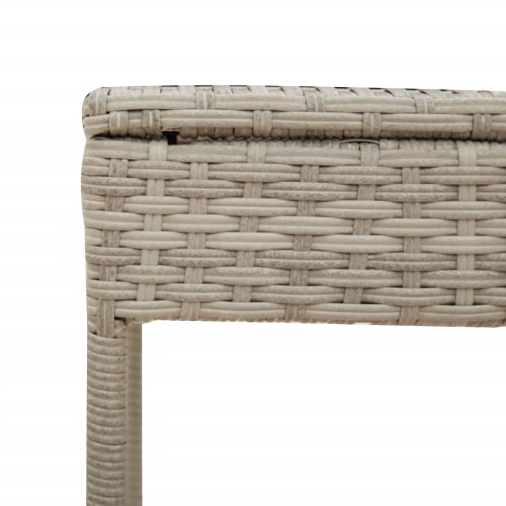 2 db világosszürke polyrattan napozóágy asztallal 10