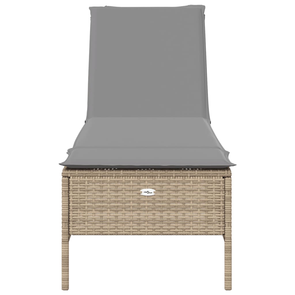 Bézs polyrattan napozóágy párnával 4