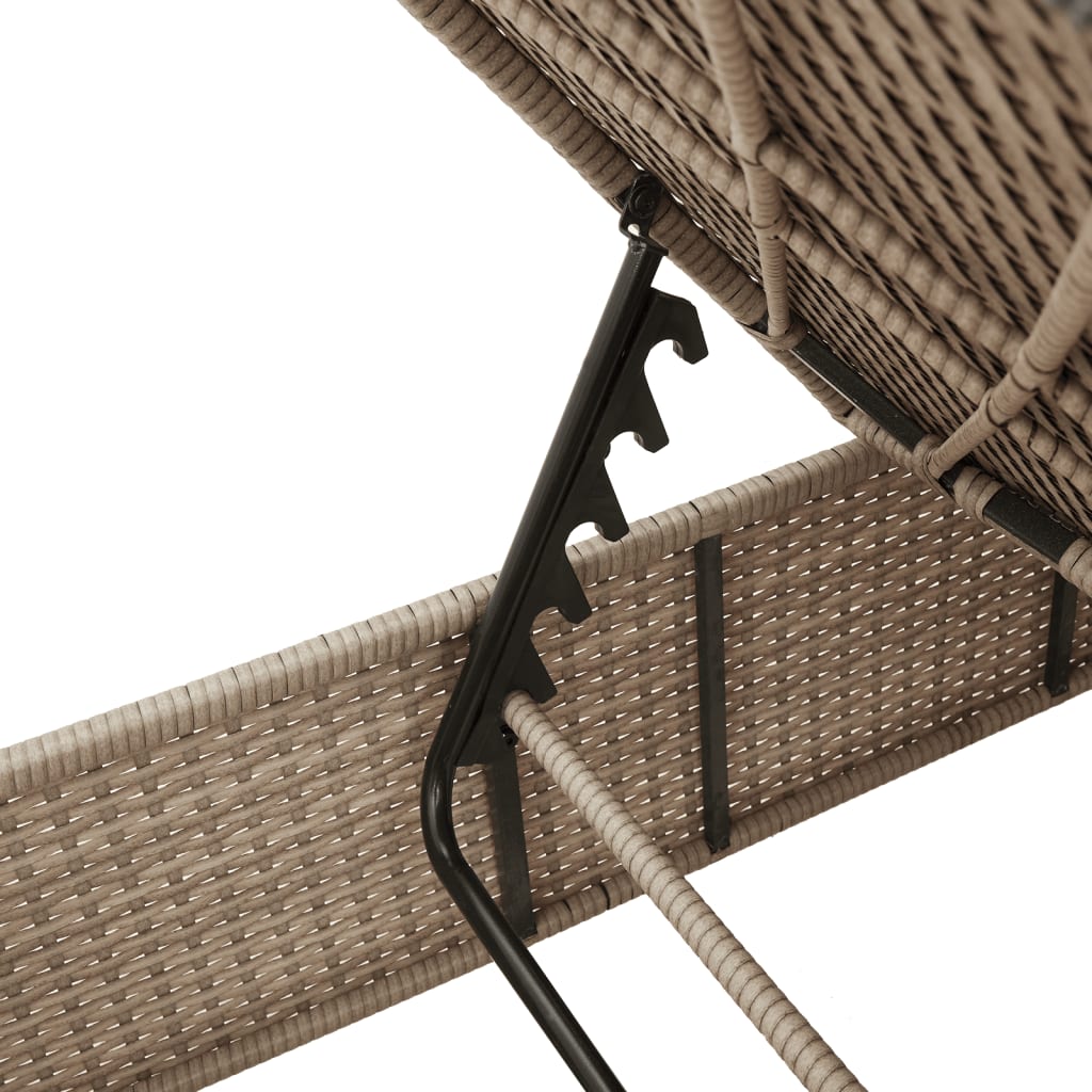 Bézs polyrattan napozóágy párnával 8