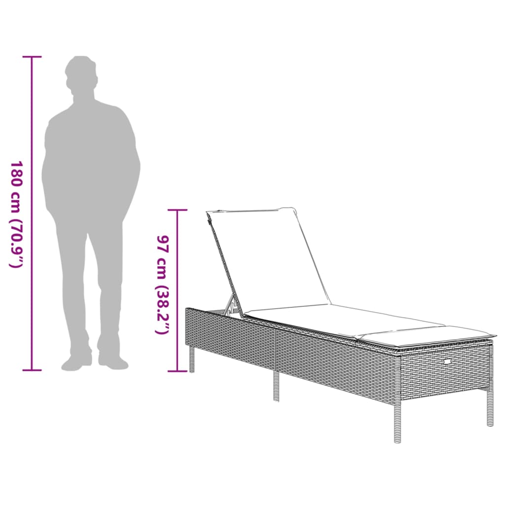 Bézs polyrattan napozóágy párnával 11