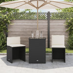3 részes fekete polyrattan bisztrógarnitúra párnával 3