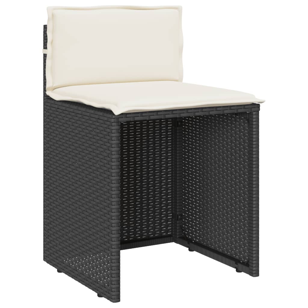 3 részes fekete polyrattan bisztrógarnitúra párnával 5