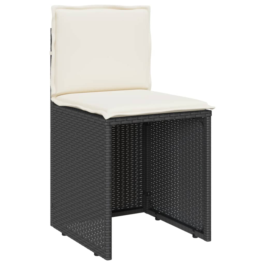 3 részes fekete polyrattan bisztrógarnitúra párnával 6