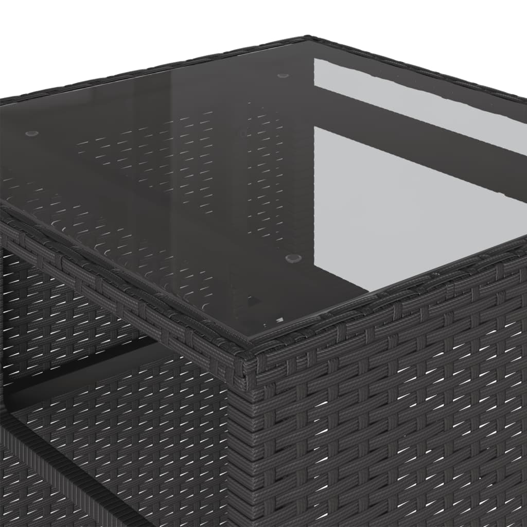 3 részes fekete polyrattan bisztrógarnitúra párnával 9