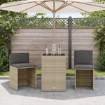 3 részes világosszürke polyrattan bisztrógarnitúra párnákkal 3