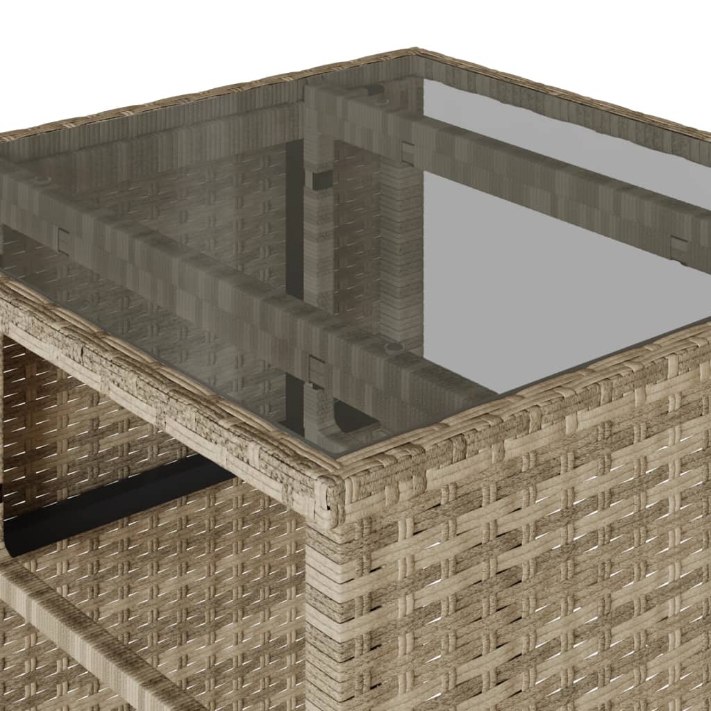 3 részes világosszürke polyrattan bisztrógarnitúra párnákkal 9