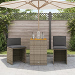3 részes szürke polyrattan bisztrógarnitúra párnákkal 3