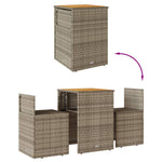 3 részes szürke polyrattan bisztrógarnitúra párnákkal 8