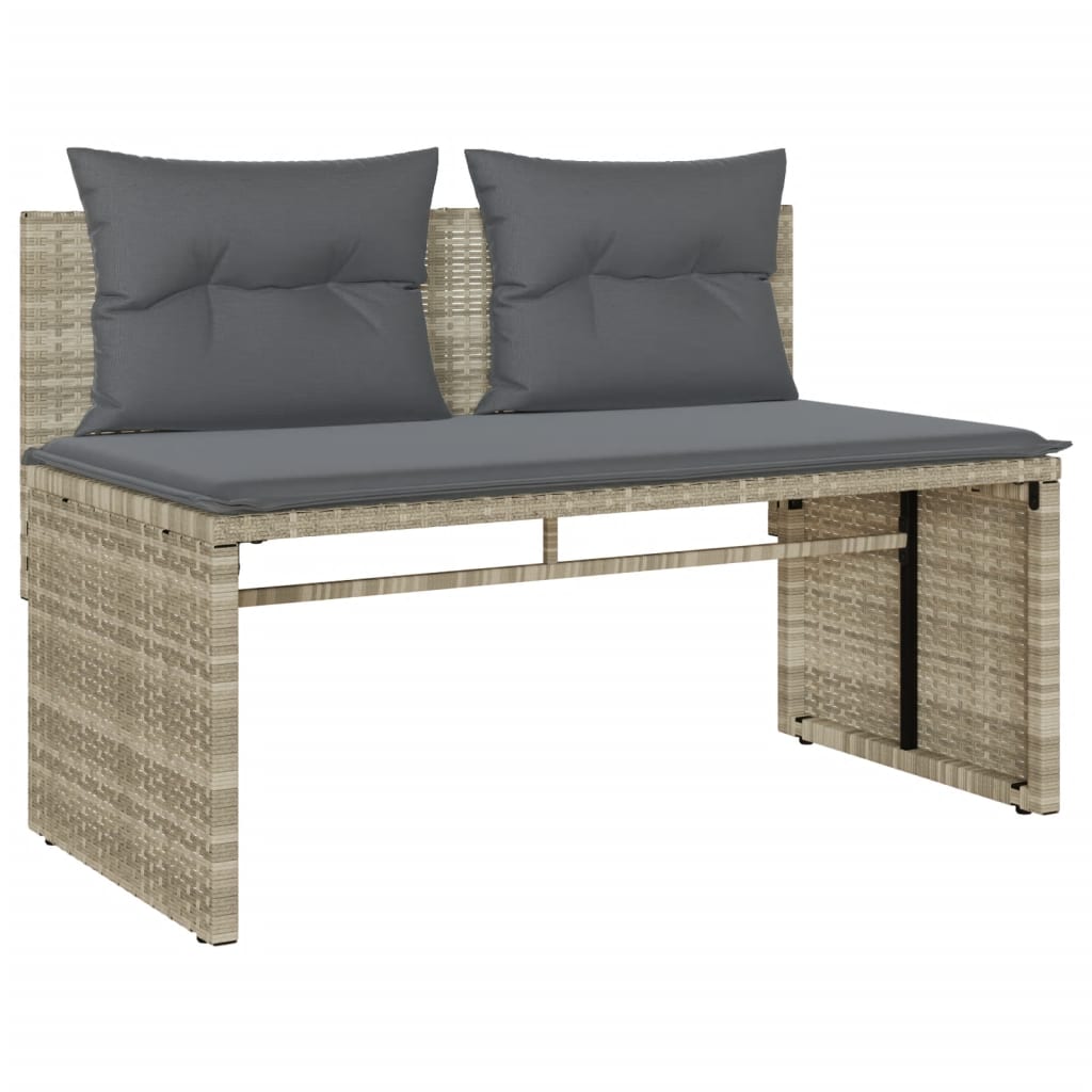 4 részes világosszürke polyrattan kerti ülőgarnitúra párnákkal 4
