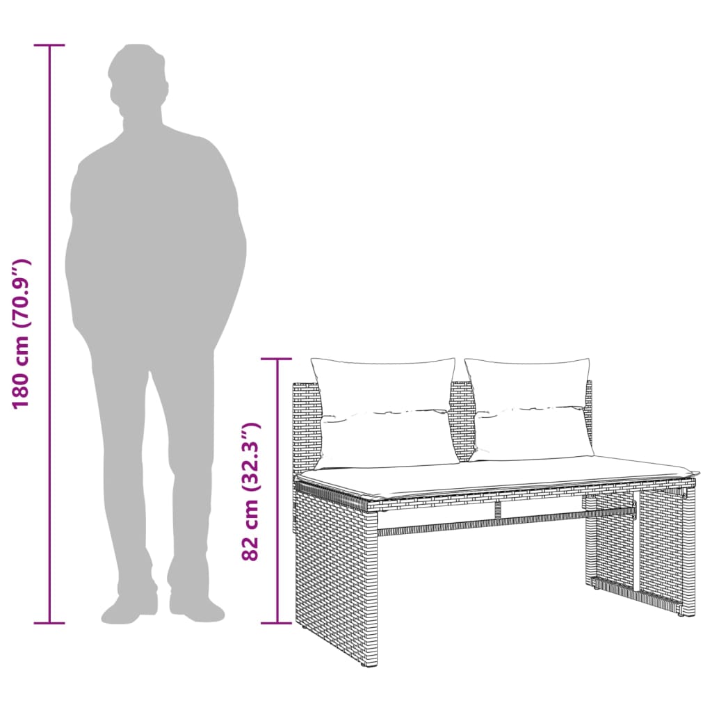 4 részes világosszürke polyrattan kerti ülőgarnitúra párnákkal 11