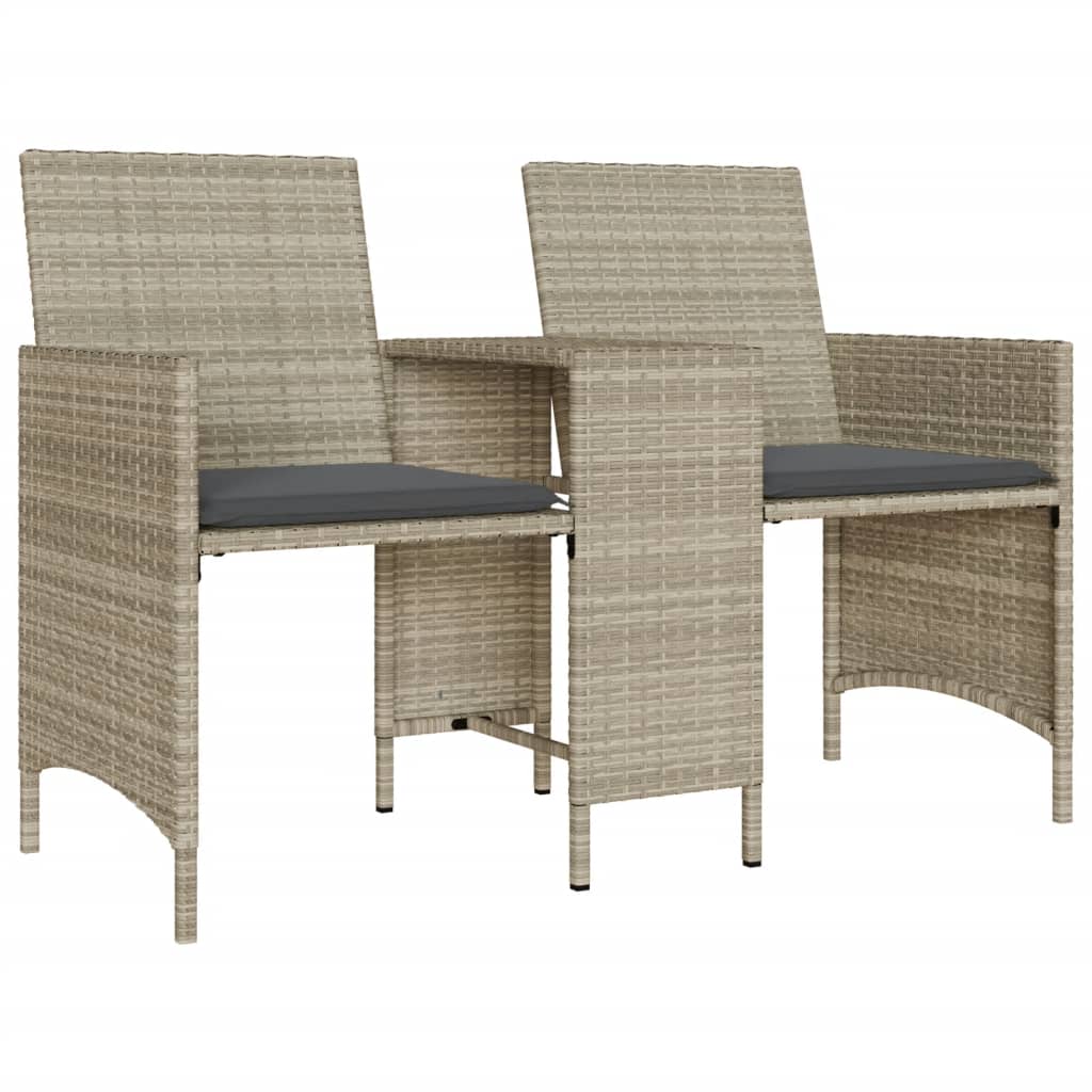 2 személyes szürke polyrattan kerti kanapé asztallal/székkel 4