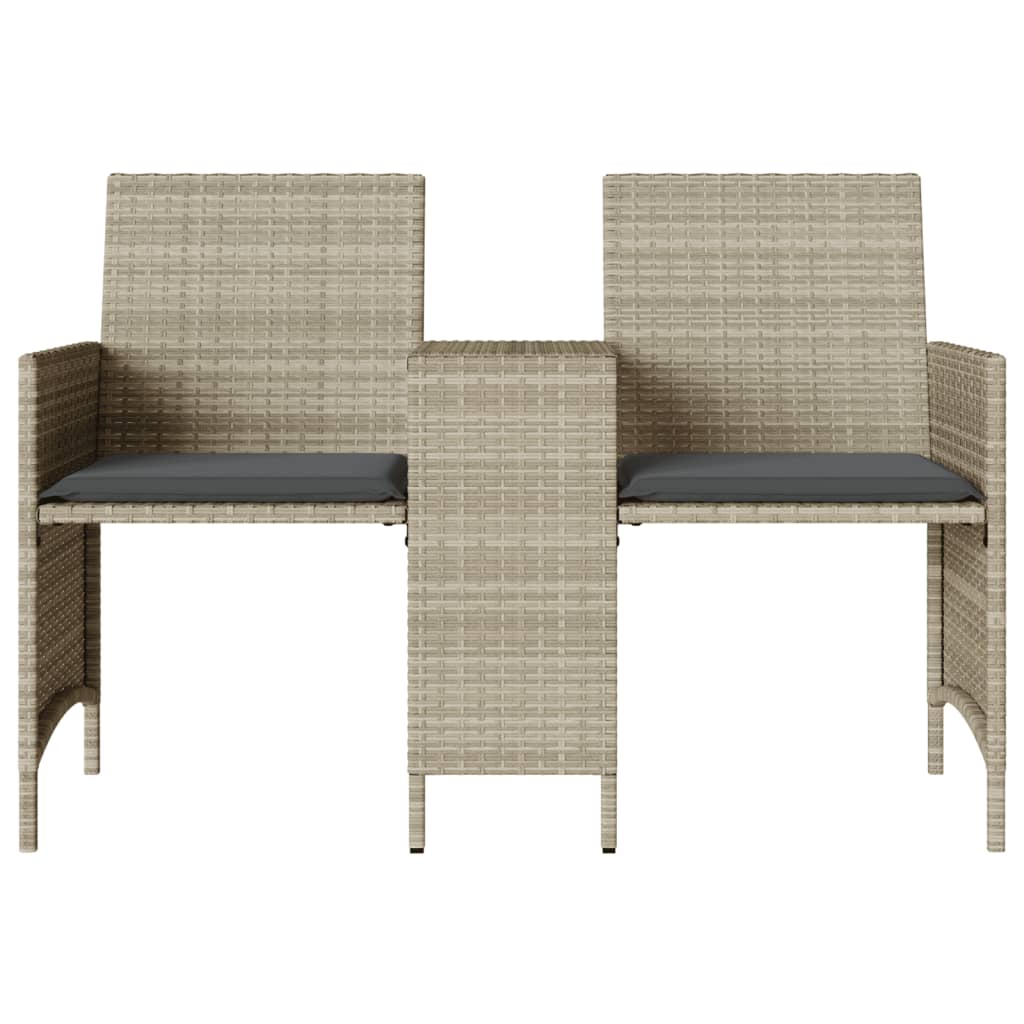 2 személyes szürke polyrattan kerti kanapé asztallal/székkel 5