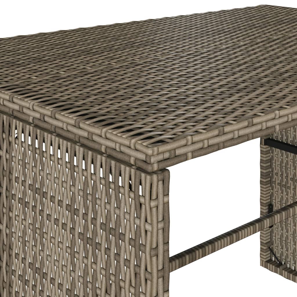 3 részes szürke polyrattan kerti étkezőgarnitúra párnával 10