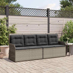 Szürke polyrattan dönthető kerti pad párnával 3