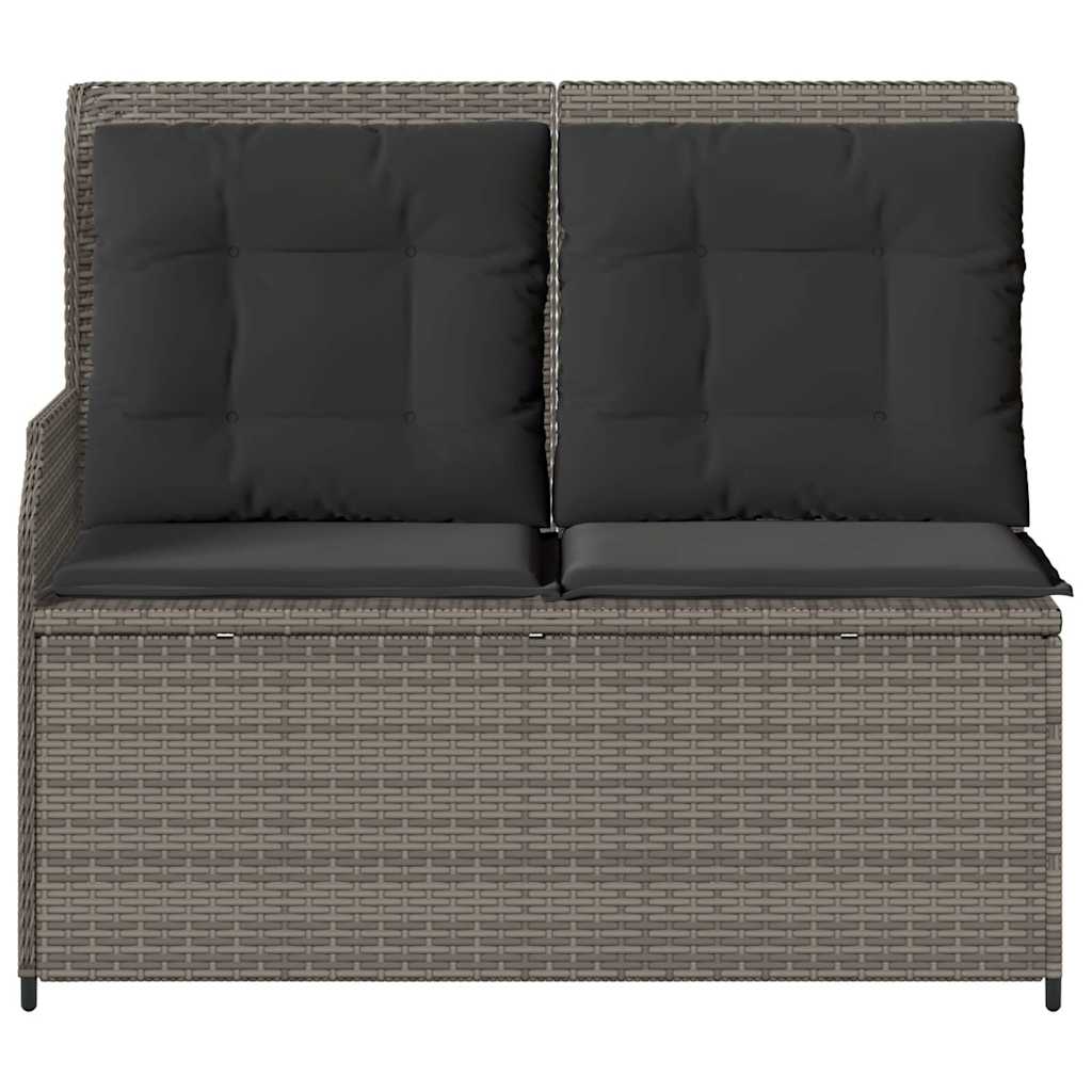 Szürke polyrattan dönthető kerti pad párnával 4