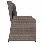 Szürke polyrattan dönthető kerti pad párnával 5