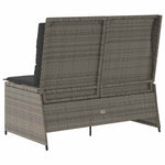 Szürke polyrattan dönthető kerti pad párnával 6