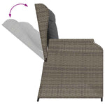 Szürke polyrattan dönthető kerti pad párnával 7