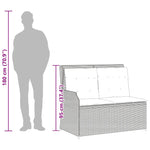 Szürke polyrattan dönthető kerti pad párnával 10