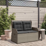 Szürke polyrattan dönthető kerti pad párnával 3