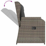 Szürke polyrattan dönthető kerti pad párnával 7