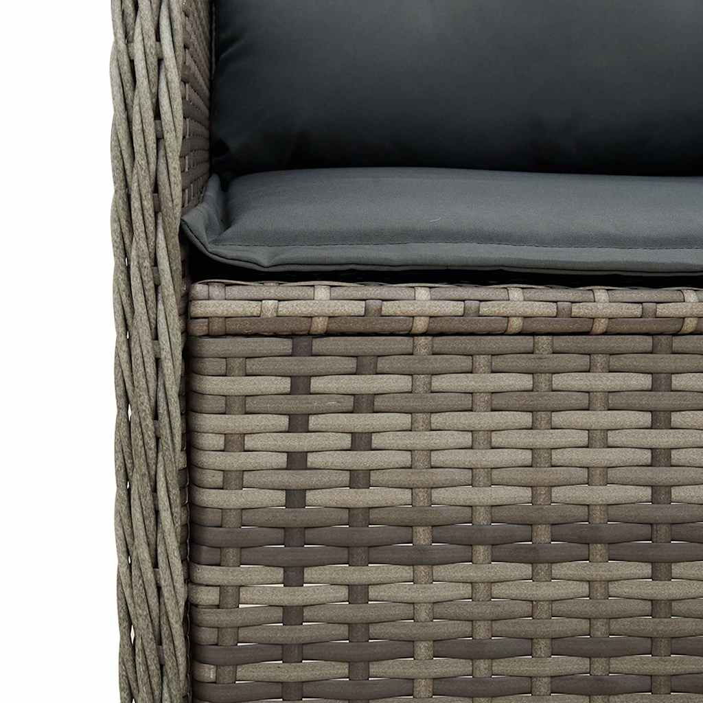 Szürke polyrattan dönthető kerti pad párnával 8