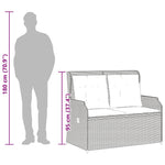 Szürke polyrattan dönthető kerti pad párnával 10