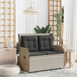 Világosszürke polyrattan dönthető kerti pad párnával 3