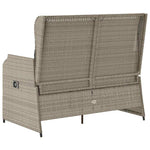Világosszürke polyrattan dönthető kerti pad párnával 6