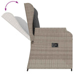Világosszürke polyrattan dönthető kerti pad párnával 7