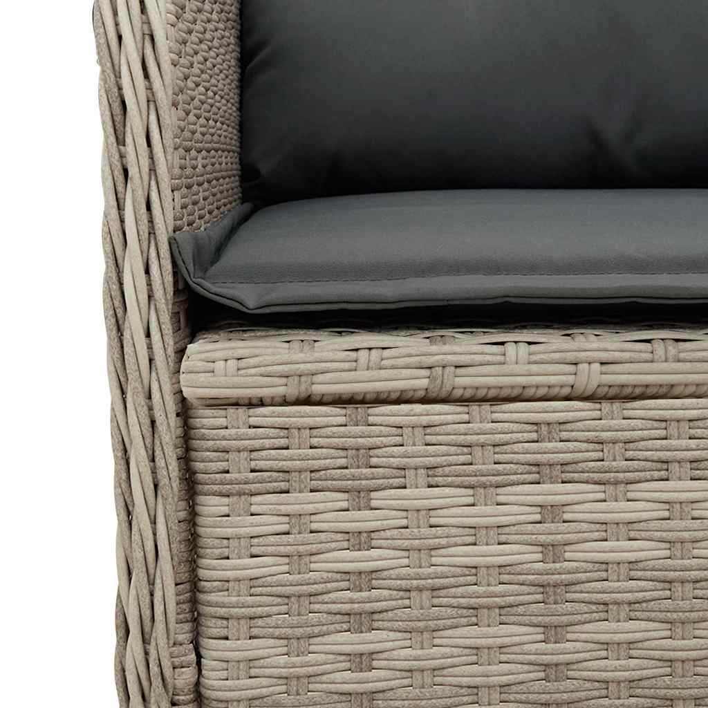 Világosszürke polyrattan dönthető kerti pad párnával 8