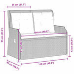 Világosszürke polyrattan dönthető kerti pad párnával 9