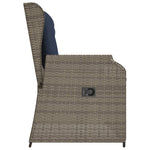 Szürke polyrattan dönthető kerti pad párnákkal 5