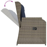 Szürke polyrattan dönthető kerti pad párnákkal 7