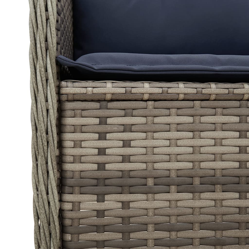 Szürke polyrattan dönthető kerti pad párnákkal 8