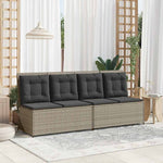 Világosszürke polyrattan dönthető kerti pad párnával 3