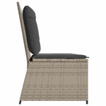 Világosszürke polyrattan dönthető kerti pad párnával 5