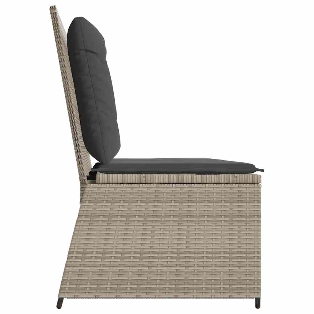 Világosszürke polyrattan dönthető kerti pad párnával 5