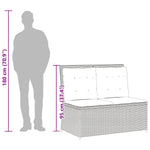 Világosszürke polyrattan dönthető kerti pad párnával 10