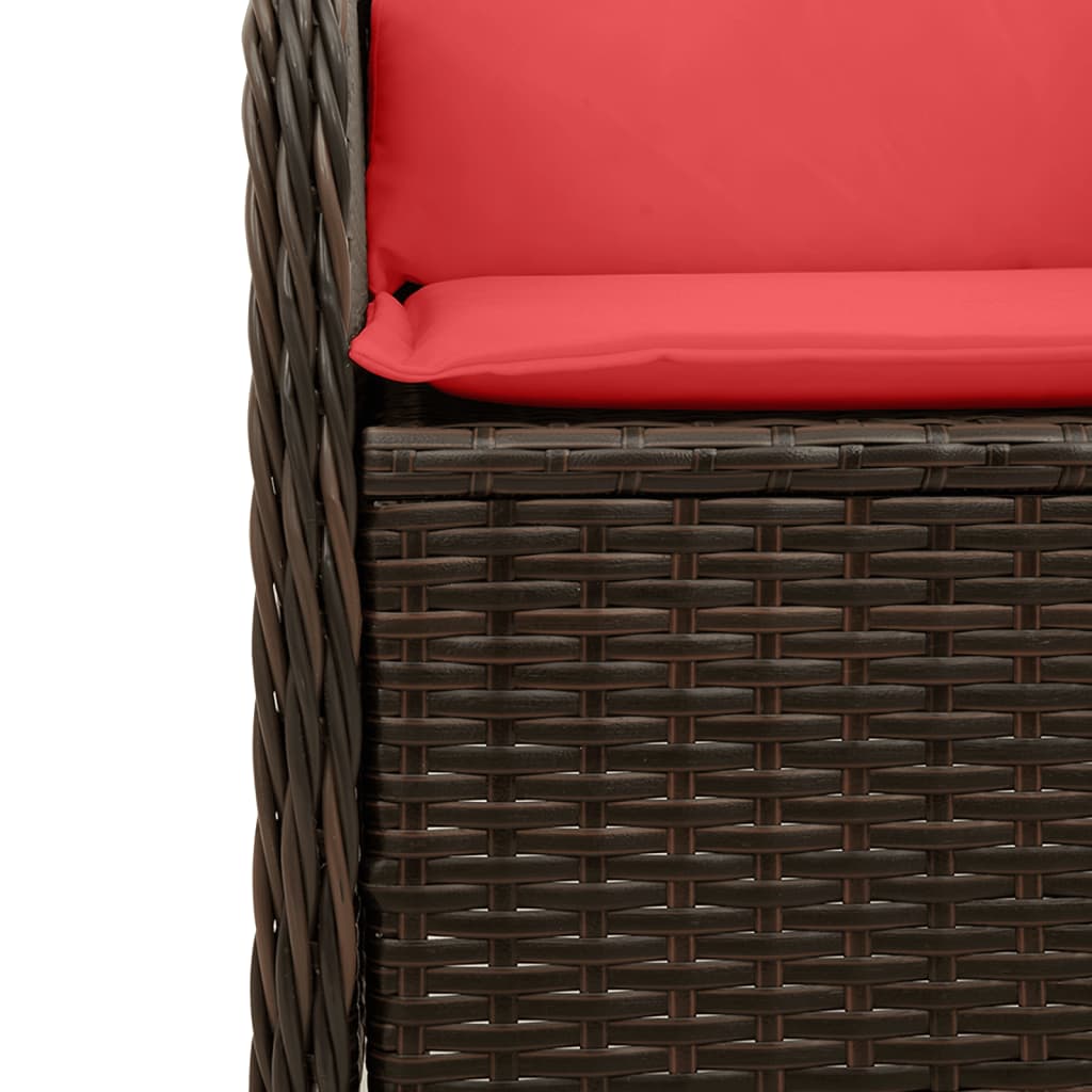 2 db barna polyrattan dönthető kerti szék párnákkal 9