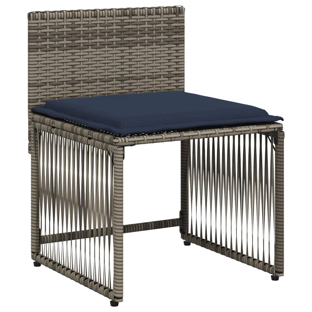 7 db szürke polyrattan kerti étkezőgarnitúra párnákkal 6
