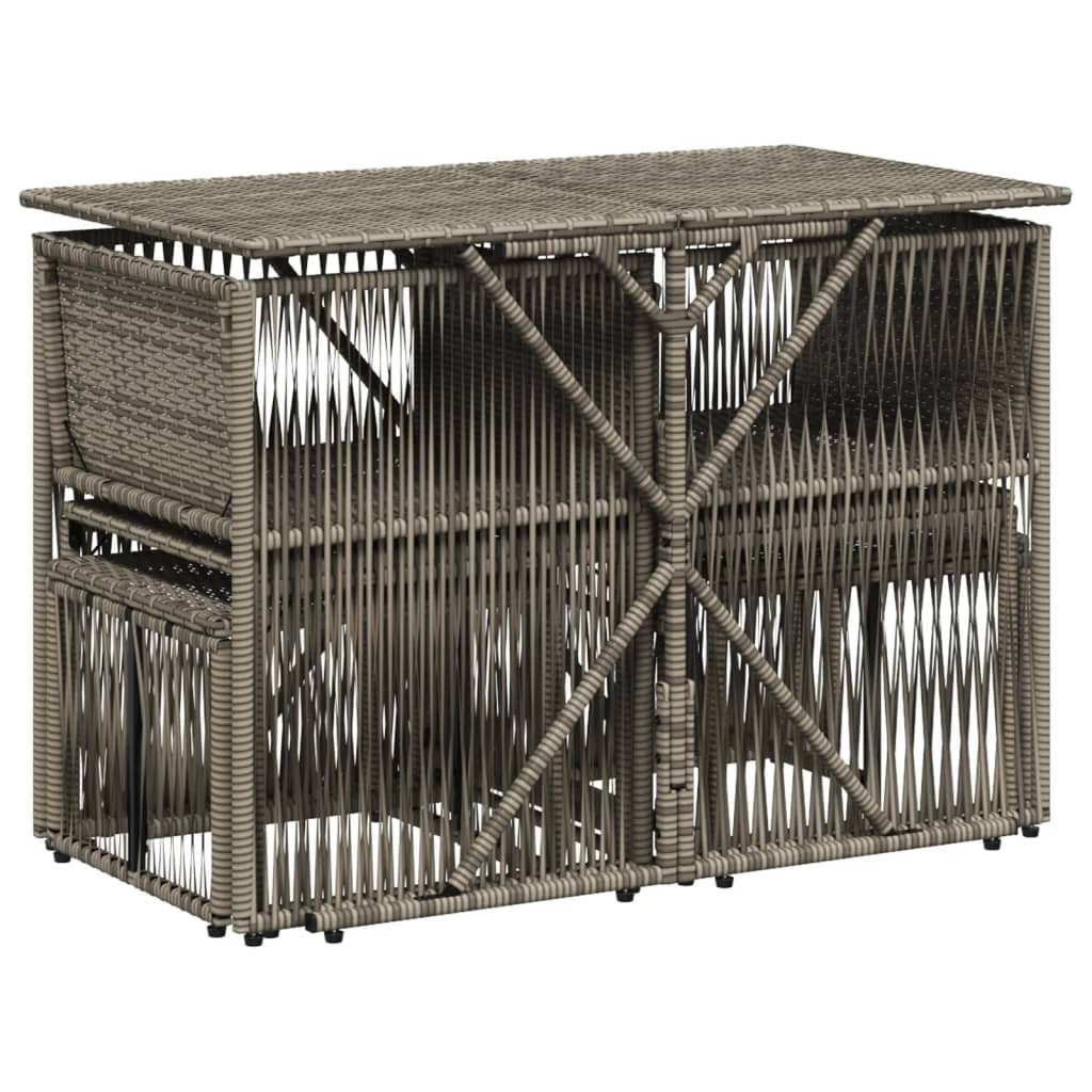 7 db szürke polyrattan kerti étkezőgarnitúra párnákkal 7