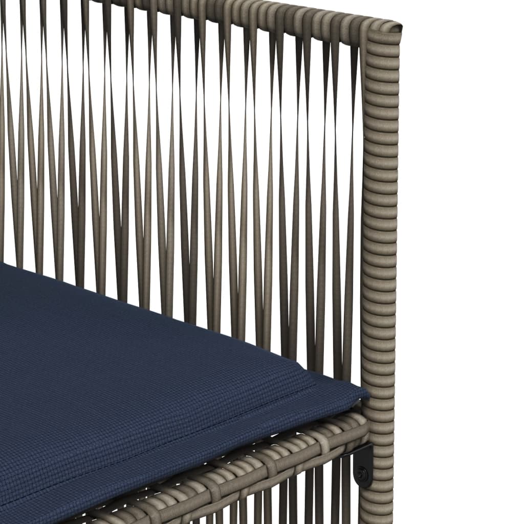 7 db szürke polyrattan kerti étkezőgarnitúra párnákkal 9