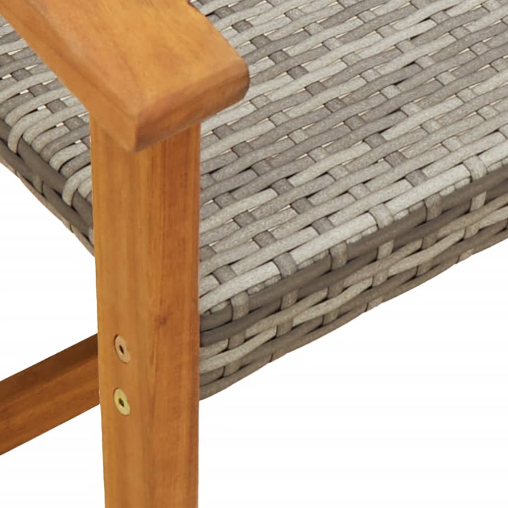 2 db szürke polyrattan és akácfa kerti szék 7