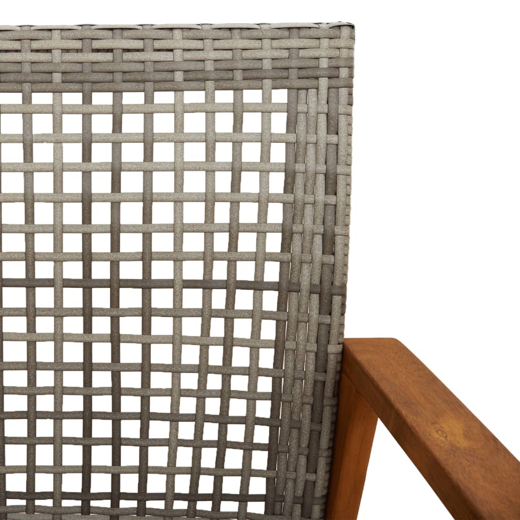 2 db szürke polyrattan és akácfa kerti szék 8