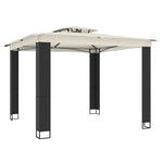 Krémszínű acél dupla tetős pavilon 2,94 x 2,94 m 2