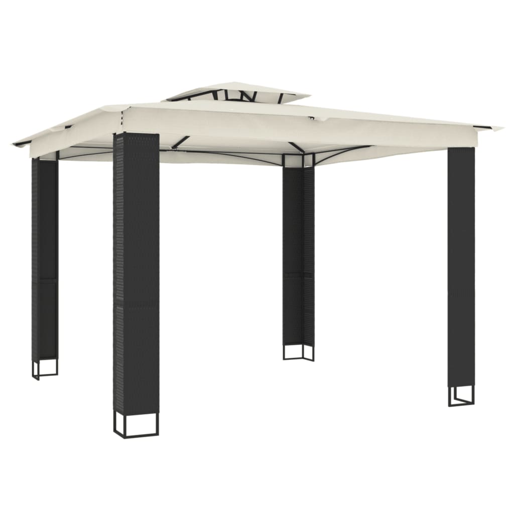 Krémszínű acél dupla tetős pavilon 2,94 x 2,94 m 2